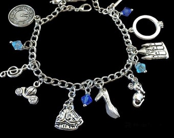 CINDERELLA Charm Bracelet Cinderella Jewelry Cinderella Princess Cinderella Princess Jewelry Fairytale Jewelry ~ 360