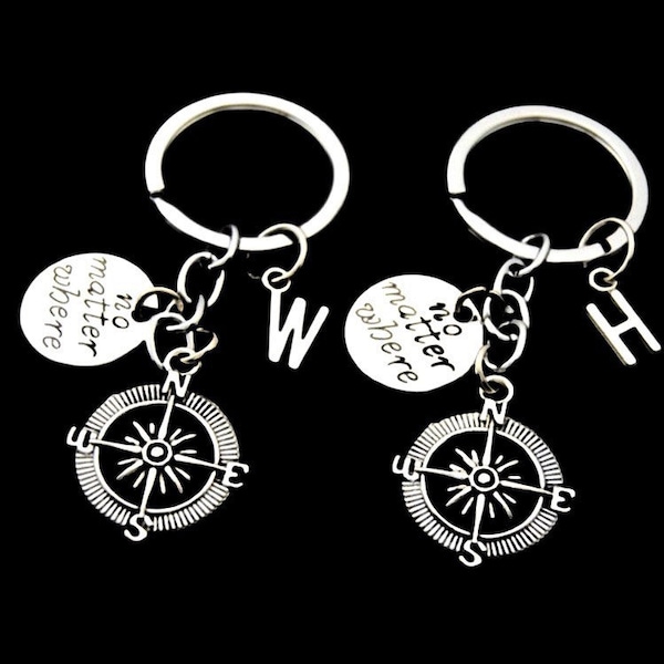 Couple's Keychains ~ No Matter Where ~ Long Distant Relationship ~ Military ~ Anniversary ~ Girlfriend Keyring ~ Boyfriend Keyring ~ 215