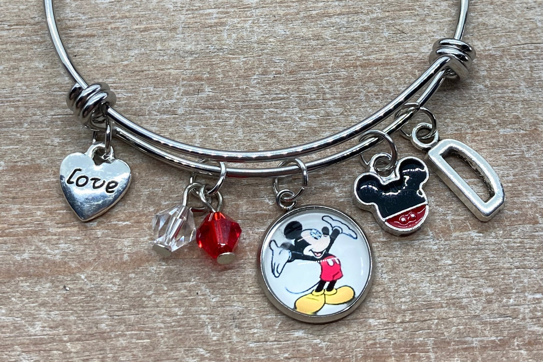 Mickey Charm Bracelet Disney Themed Bracelet Disney Etsy UK