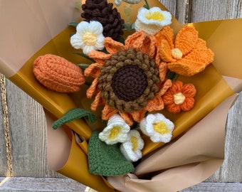 Crochet Flower Bouquet ~ Sunflower Bouquet ~ Knitted Sunflower ~ Crochet Flower ~ Crochet Sunflower ~ Flower Gift ~ Knitted Flowers