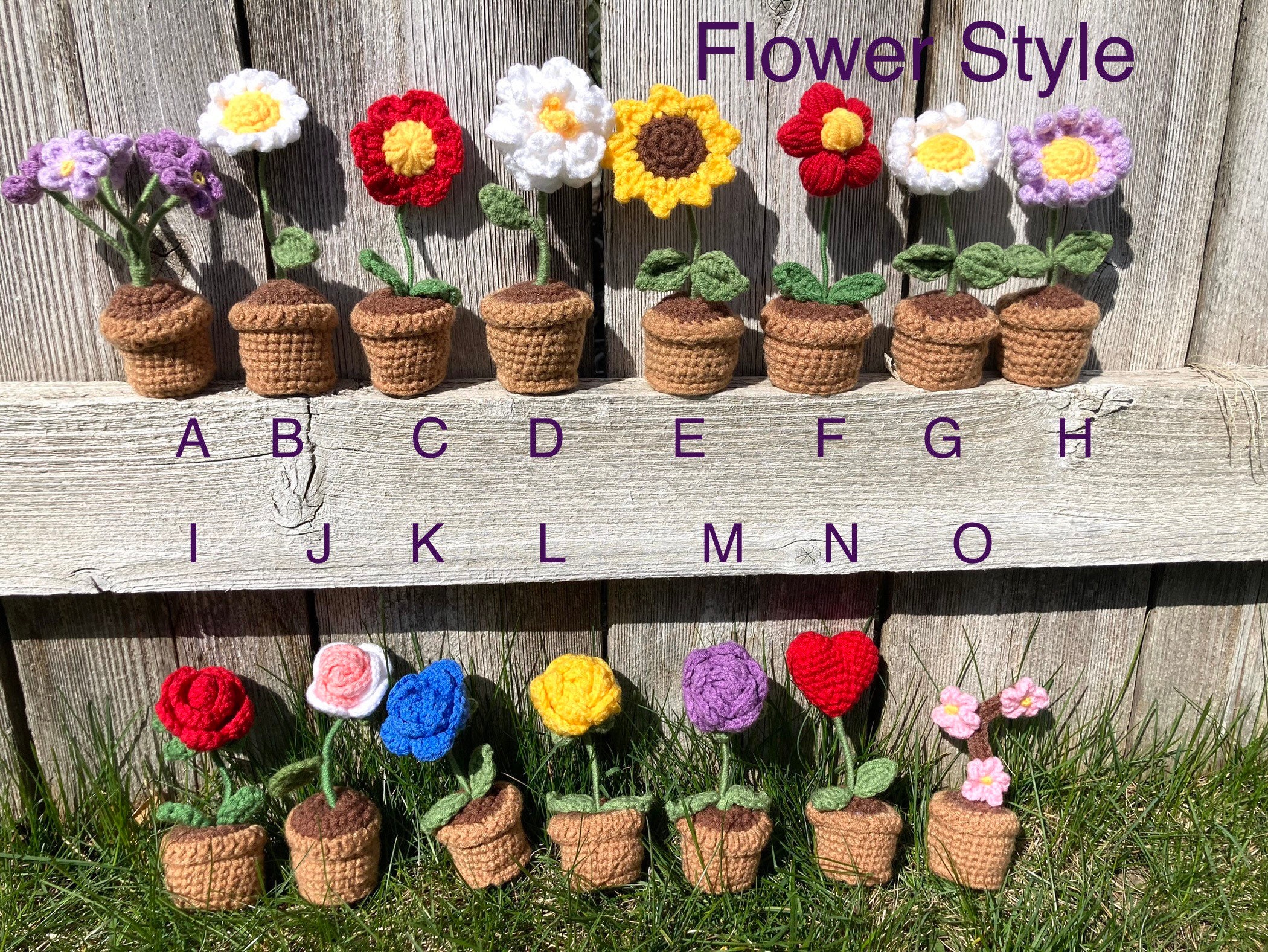 Crochet Potted Flowers Knitted Potted Plants Handmade Knitted Flowers