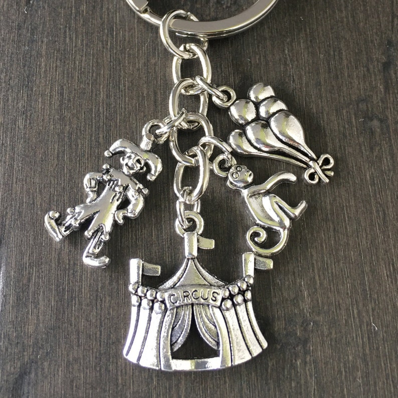 Circus Tent Keychain ~ Circus Animals Gift ~ Circus Jewelry ~ Circus Keychain ~ Clown Keychain ~ Monkey Keychain