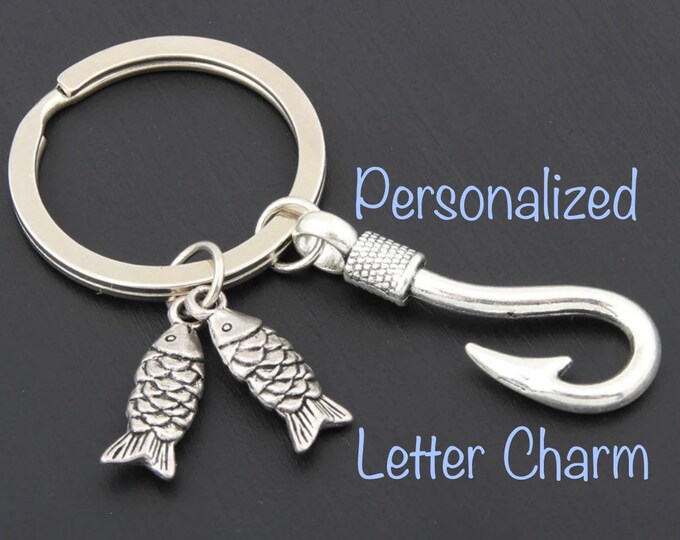 Fishing Keychain ~ Fisherman Keychain ~ Fishing Hook Keyring ~ Angler Keychain ~ Fisherman Gift ~ Father's Day ~ Personalized Gift ~ 220