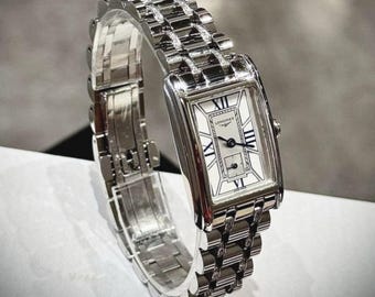 Longines DolceVita Rectangular Stainless Steel Ladies' Watch with A Silver Dial