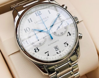 Automatic Longines Men Silver Chrono Master Collection Bracelet Men's Watch 40MM