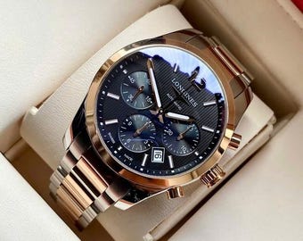 Automatic Longines Conquest Classic Black Chronograph Men's Watch 39MM