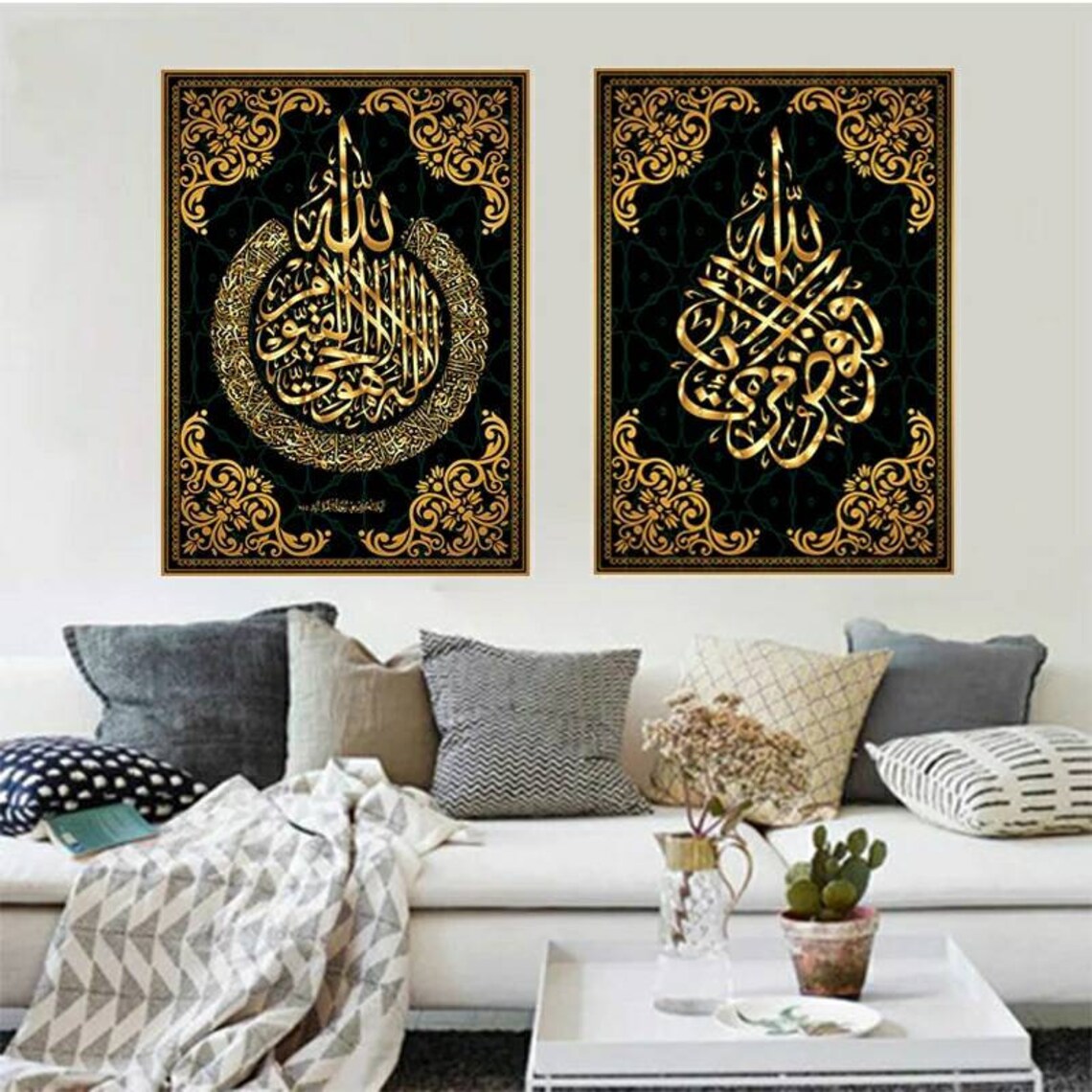 Islamic Muslim Gold Black 3 Panels Home Decor Print Wall Art Etsy