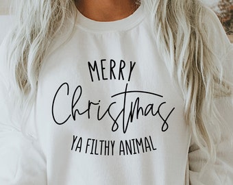 Merry Christmas Ya Filthy Animal Svg, Merry Christmas Svg, Funny Christmas Quotes Svg, Christmas Saying Svg Png Clipart Cut File For Cricut