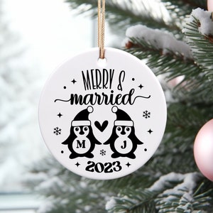 Merry & Married Svg, Christmas Ornament Svg, First Christmas Married Svg, 1st Christmas married Svg, Married Ornament 2023 Svg, Png Cut File