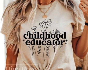 Educador infantil Svg, Guardería Svg, Maestro de guardería Svg, Maestro floral Svg, Maestro de infancia Svg, Camisa de maestro Svg, Ece Svg Png Archivo de corte