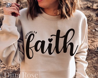 Faith Svg, Ephesians 2:8 Svg, Christian Svg, Religious Svg, Inspirational Svg, Bible Verse Svg, Jesus Svg, Christian Shirt Svg, Png Cut File
