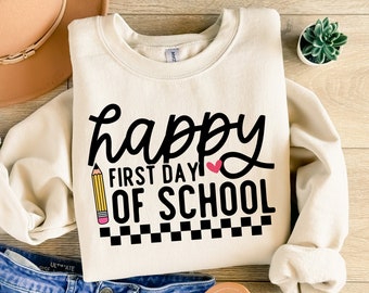 Joyeux premier jour d'école Svg, rentrée des classes, Svg enseignant, enseignant chemise Svg, 1er jour d'école, école citation Svg, fichier Png