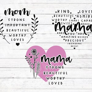 Mom Svg Bundle Hand Lettered with You Are Affirmations, Mama Svg Bundle, Mother's Day Svg Bundle, Mom Quote Svg, Clipart Cut File For Cricut