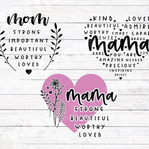 Mom Svg Bundle Hand Lettered with You Are Affirmations, Mama Svg Bundle, Mother's Day Svg Bundle, Mom Quote Svg, Clipart Cut File For Cricut