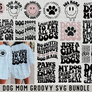 Dog Mom Svg Bundle, Dog Mama Svg Bundle, Retro Dog Mom Svg, Dog Quotes Svg, Dog Wavy Svg, Groovy Dog Mom Shirt Svg, Png Cut File For Cricut