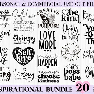 Inspirational Svg Bundle, Inspirational Quotes Svg, Self Love Svg, Positive Quotes Svg, Motivational Svg, Love Yourself Svg Cut File