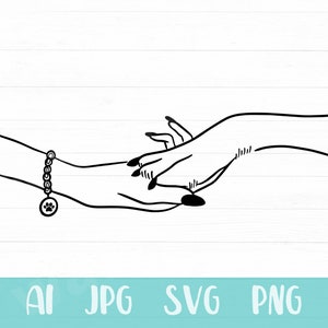 Dog Paw Svg Hand Drawn, Hand Paw Svg, Dog Line Art Svg, Dog Mama Svg, Dog Mom Svg, Png, Clipart Cut File For Cricut