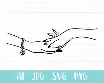 Pata de perro svg dibujado a mano, pata de mano svg, dog line art svg, perro mamá svg, perro mamá Svg, Png, clipart cortar archivo para cricut