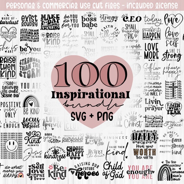 Inspirational Svg Bundle, Citations inspirantes Svg Bundle, Motivational Svg Bundle, Christian Svg Bundle, Self Love svg png cut file