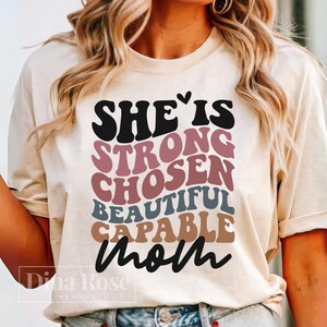 She Is Mom Svg, Mother&#39;s Day Svg, Mom Wavy Svg, Mama Svg, Mom Affirmations Svg, She Is Strong Svg, She Is Beautiful Svg Png Cut File