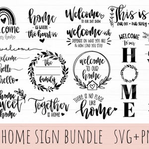 Lot de Svg de bienvenue, lot de Svg maison, signe de bienvenue Svg, Svg de signe de maison, Bonjour Svg, Svg de signe de porche, signe de famille Svg, fichier de coupe pour Cricut