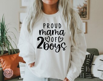 Proud Mama of 2 Boys Svg, Mom of 2 Boys Svg, Mama of Boys Svg, Boy