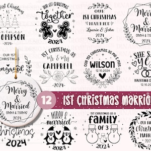 Erstes Weihnachten Verheiratet SVG-Bundle, Erstes Weihnachten als Mr Und Mrs SVG-Bundle, Verheiratet Ornament SVG-Bundle Png Clipart Cut Datei für Cricut