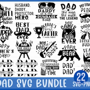 Dad Svg Bundle, Father's Day Svg Bundle, Dad Quotes Svg, Png Clipart Cut File For Cricut