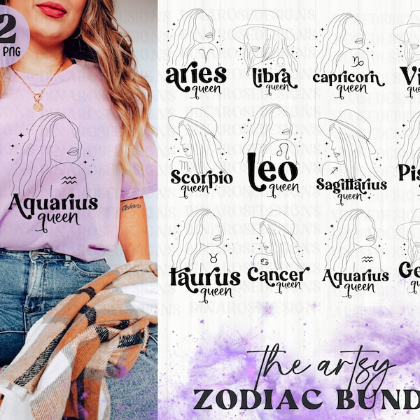 Zodiac Svg Bundle, Zodiac Sign Svg, Astrology Svg Bundle, Horoscope Svg Bundle, Zodiac Line Art Svg, Zodiac Shirt Svg, Png Cut File Cricut