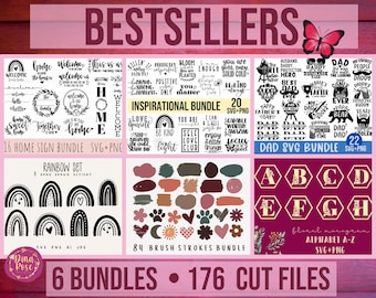 Home Svg Bundle, Inspirational Svg, Brush Strokes Svg, Keychain Svg, Monogram Svg, Dad Svg, Welcome Svg, Rainbow Svg, Cut file For Cricut