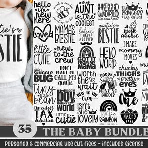 35 baby SVG png bundel, baby SVG bundel, pasgeboren SVG bundel, baby quote SVG, baby gezegden SVG, Hello World SVG, baby shower SVG png cut-bestand