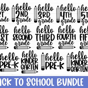 Back To School Svg Bundle, First Day Of School Svg,Teacher Svg, Hello 1st 2nd 3rd 4th 5th Grade Svg, Pre-K KinderGarten Cut File For Cricut