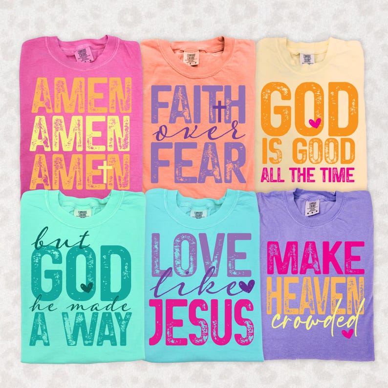 Kristen PNG-paket, neonfärger PNG, Jesus PNG, bibelvers PNG, amen PNG, Gud är god PNG, tro över rädsla PNG, göra himlen fullsatt PNG bild 1