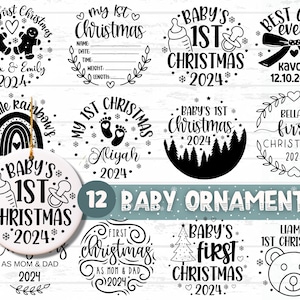 Babys erstes Weihnachten SVG-Bundle, Baby 1.Weihnachtsverzierung SVG, mein erstes Weihnachten Baby Ornament SVG, Png Clipart geschnitten Datei für Cricut