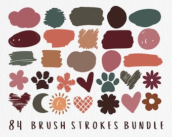 Brush Stroke Svg Bundle, 84 Paint Brush Strokes Svg, Keychain Svg, Paint Splatter Svg Png Vector Clipart, Cut File For Cricut
