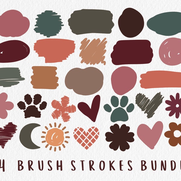 Brush Stroke Svg Bundle, 84 Paint Brush Strokes Svg, Keychain Svg, Paint Splatter Svg Png Vector Clipart, Cut File For Cricut