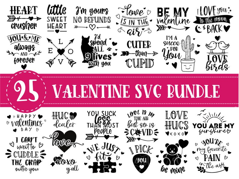 Valentine Svg Bundle, Valentines Svg Bundle, Valentine's Day Svg Bundle ...