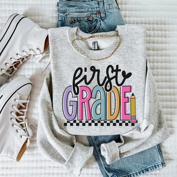 First Grade Svg, 1st Grade Retro Svg Png, Back To School Svg, First Grade Teacher Svg, 1st Grade Teacher Svg, First Day Of School Svg Png