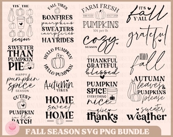 Bundle SVG d’automne, Bundle SVG de Thanksgiving, SVG d’automne, Dictons d’automne SVG, Pumpkin Spice SVG, Saison d’automne SVG, Fall Vibes SVG, Png Cut File