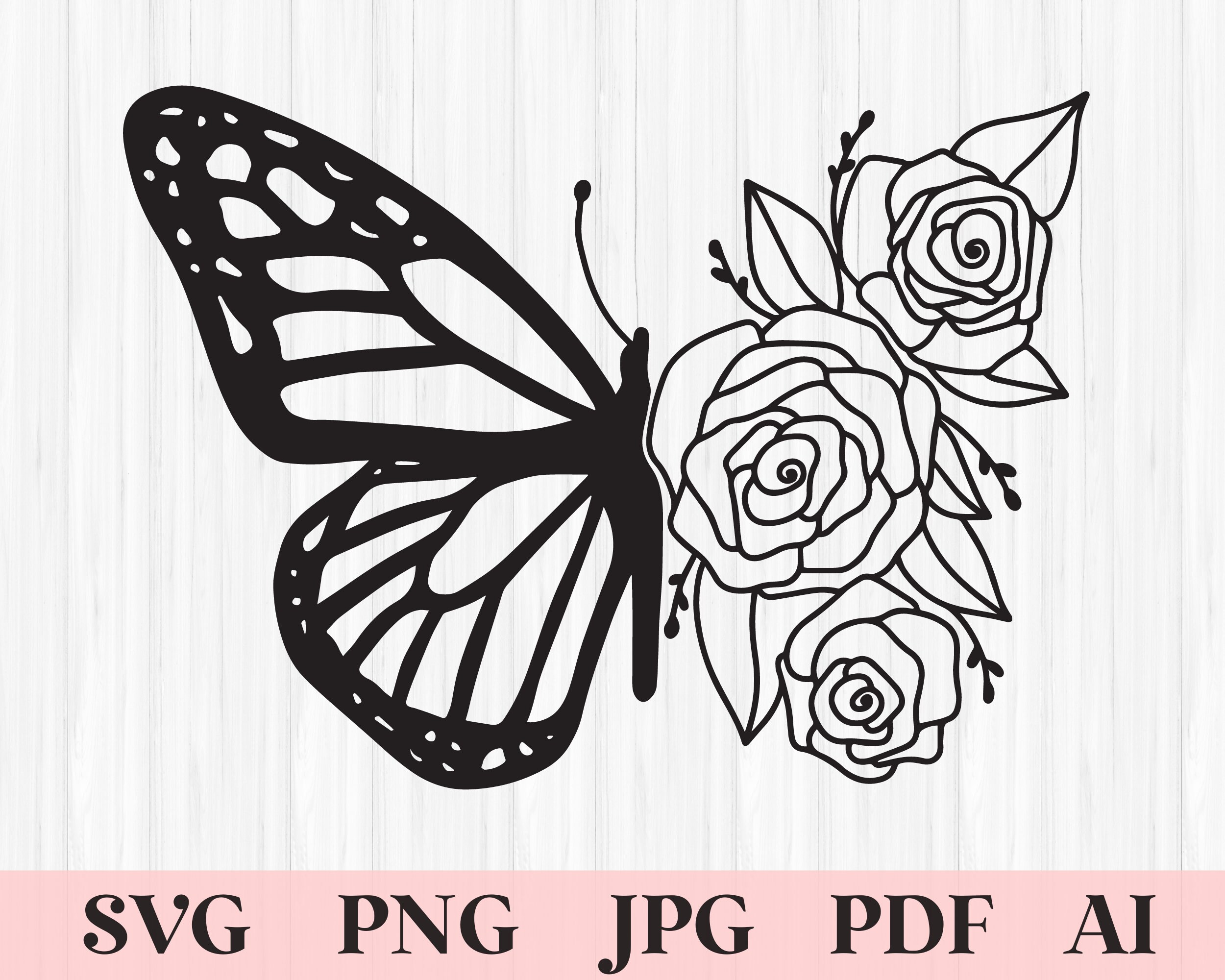 Butterfly Svg Butterfly Floral Svg Butterfly Flowers Svg Etsy Canada