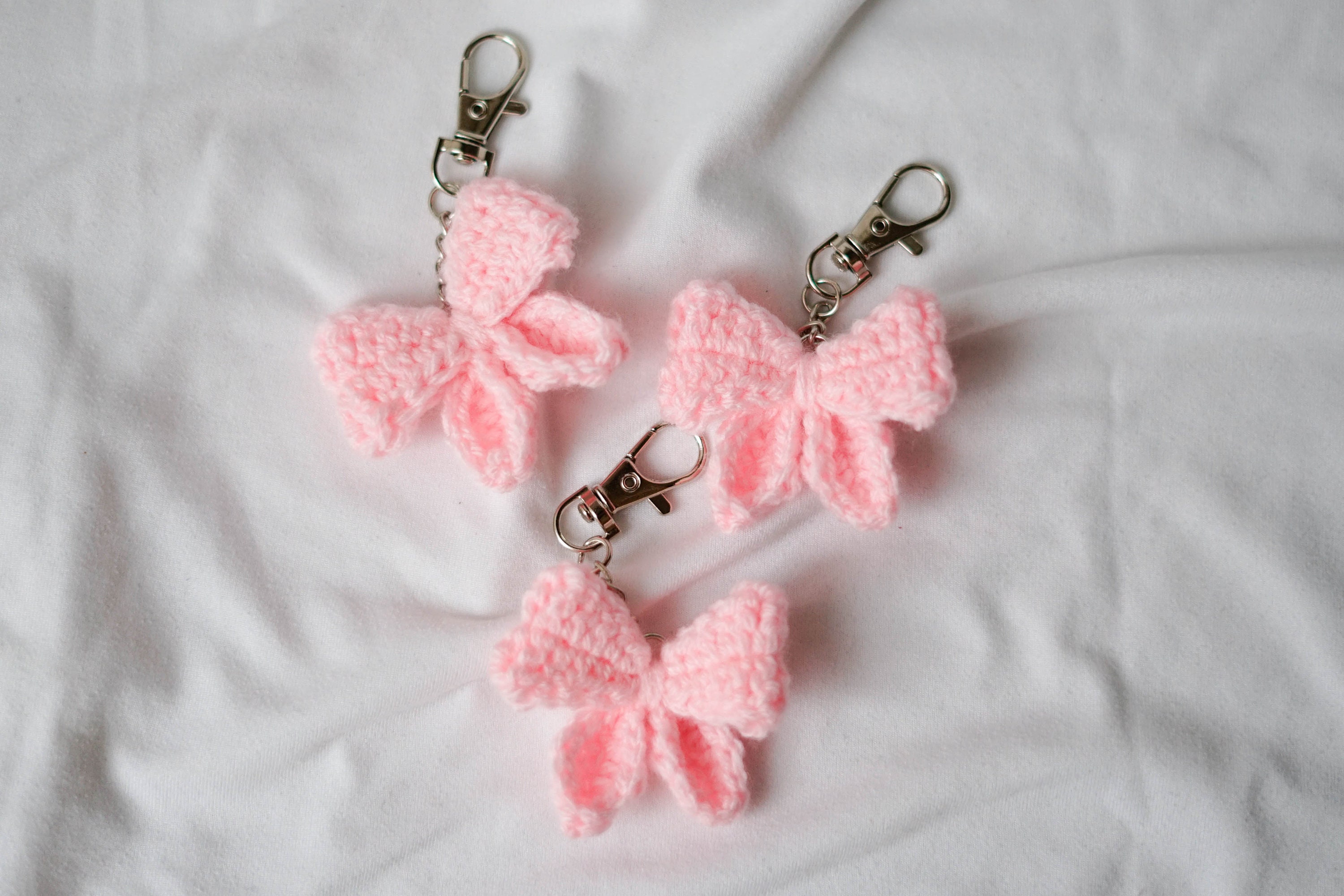 Pink Bow Keychain Crochet - Etsy
