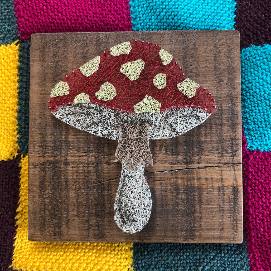 Mushroom Fungi String Art on Reclaimed Wood Etsy UK