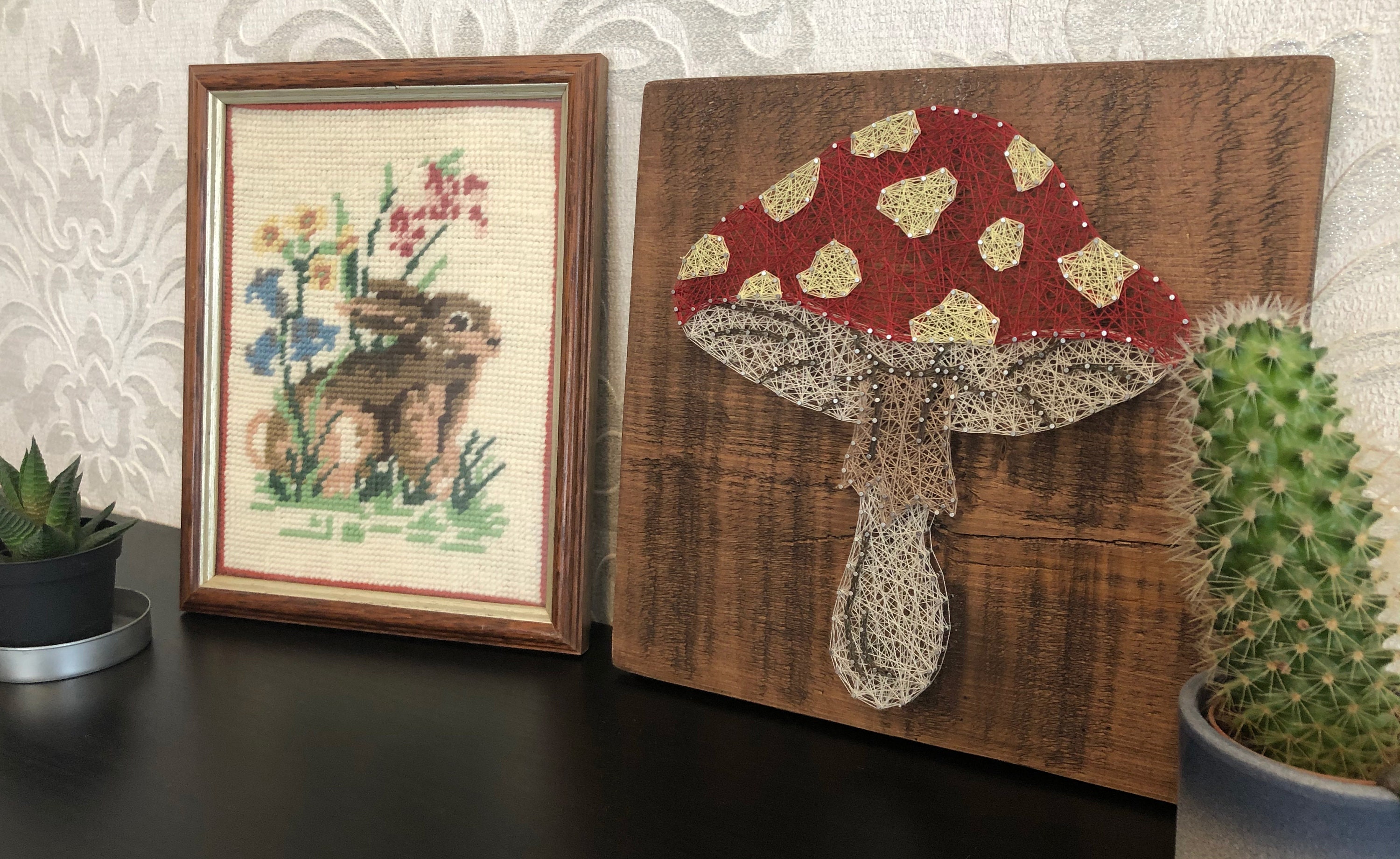 Mushroom Fungi String Art on Reclaimed Wood Etsy UK