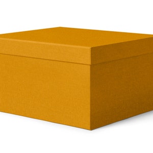 Storage Box with Lid cm 45x40 H.25. Decorative Box for Clothes, Toys, Books, Office - Technical Fabric Yellow. Recyclable and Made in Italy