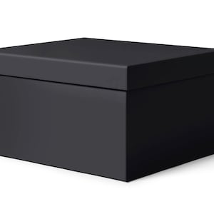 Storage Box with Lid cm 45x40 H.25. Decorative Box for Clothes, Toys, Books, Office - Soft Touch Fabric Black. Recyclable and Made in Italy