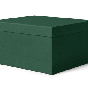 Storage Box with Lid cm 45x40 H.25. Decorative Box for Clothes, Toys, Books, Office - Technical Fabric Green. Recyclable and Made in Italy