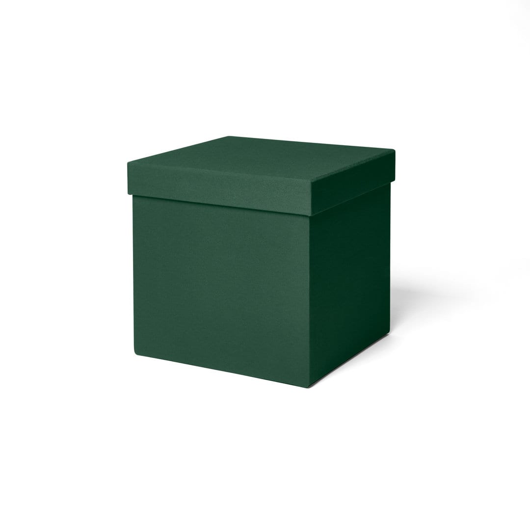 Storage Box with Lid cm 25x25 H.25. Decorative Box for Clothes, Toys, Books, Office - Technical Fabric Green. Recyclable and Made in Italy