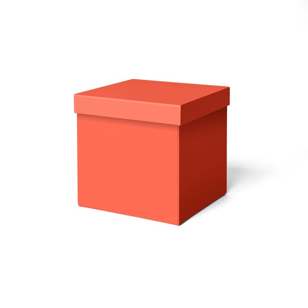 Aufbewahrungsbox mit Deckel cm 25x25 H.25. Für Kleidung, Spielzeug, Büro - Soft Touch Stoff Orange - Recycelbar und in Italien Hergestellt