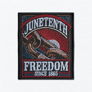 Juneteenth Patch - Breaking Chain Commemorative Badge, 1865 Embroidered Iron On