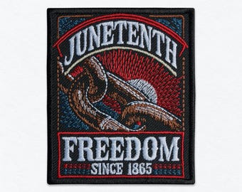 Juneteenth-märke - Minnesmärke som bryter kedjan, 1865 broderat strykbart